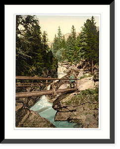 Historic Framed Print, Great Kohlbach Upper Waterfall Tatra Austro-Hungary,  17-7/8" x 21-7/8"