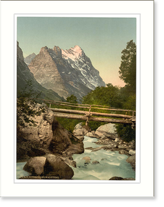 Vintage Photochrom - Grindelwald with Eiger Bernese Oberland Switzerland