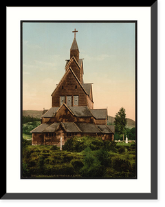 Historic Framed Print, Hitterdals Church Telemarken (i.e Telemark) Norway,  17-7/8" x 21-7/8"