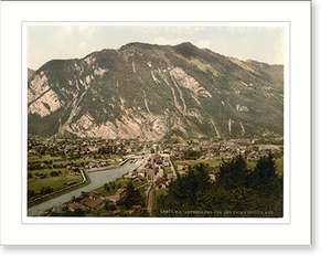 Antique Photochrom - Interlaken from the Heimwehfluh towards the Harder