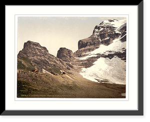 Historic Framed Print, Jungfrau railroad station Eiger and Rothstock Bernese Oberland Switzerland,  17-7/8" x 21-7/8"