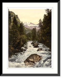 Historic Framed Print, Kander Valley and Doldenhorner Bernese Oberland Switzerland,  17-7/8" x 21-7/8"