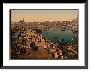 Historic Framed Print, Kara-Kevi (Galata) bridge Constantinople Turkey,  17-7/8" x 21-7/8"