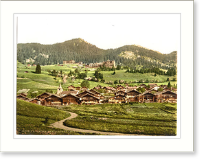 Vintage Photochrom - Leysin general view of village and hotels Nand