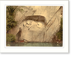 Antique Photochrom - Lion Monument Lucerne Switzerland