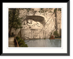 Historic Framed Print, Lion Monument Lucerne Switzerland - 2,  17-7/8" x 21-7/8"