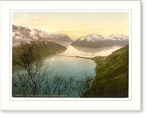 Antique Photochrom - Lugano road and bridge to Melide Tessin Switzerland