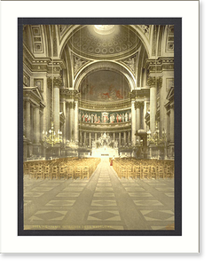 Antique Photochrom - The Madeleine interior Paris France