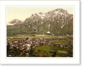 Antique Photochrom - Mittenwald and Carwendel (Karwendel) Upper Bavaria