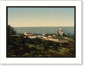 Antique Photochrom - Notre Dame d Afrique and Carmelite convent Algiers