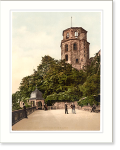 Historic Photochrom - Octagonal Tower and Terrace Heidelberg Baden