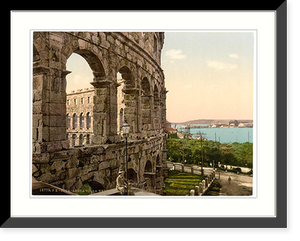 Historic Framed Print, Pola the arena with view of the sea Istria Austro-Hungary,  17-7/8" x 21-7/8"