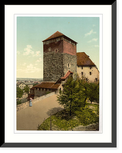 Historic Framed Print, The Quintagonal tower (i.e. Funfeckiger Turm) Nuremberg Bavaria Germany,  17-7/8" x 21-7/8"