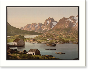 Historic Photochrom - Raftsund Lofoten Digermulen Norway
