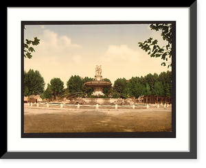 Historic Framed Print, The round fountain Aix Provence France,  17-7/8" x 21-7/8"