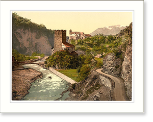 Vintage Photochrom - Sarnthal (Sarntal) Ried and Runkelstein Tyrol
