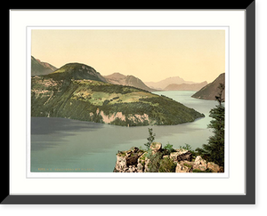 Historic Framed Print, Seelisberg and Pilatus Lake Lucerne Switzerland,  17-7/8" x 21-7/8"