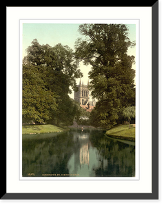 Historic Framed Print, St. Johns College chapel from the river Cambridge England,  17-7/8" x 21-7/8"