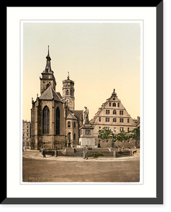 Historic Framed Print, Stiftkirche Stuttgart Wurtemburg Germany,  17-7/8" x 21-7/8"