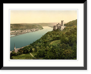 Historic Framed Print, Stolzenfels Castle and Oberlahnstein the Rhine Germany,  17-7/8" x 21-7/8"