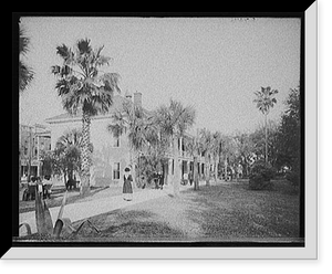 Historic Framed Print, [Post Office and Plaza de la Constitucion, St. Augustine, Fla.],  17-7/8" x 21-7/8"