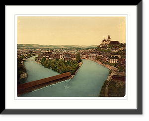 Historic Framed Print, Thun and Aare River Bernese Oberland Switzerland,  17-7/8" x 21-7/8"