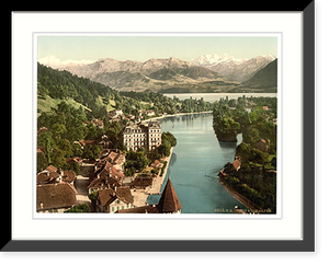 Historic Framed Print, Thun and the Alps Bernese Oberland Switzerland,  17-7/8" x 21-7/8"
