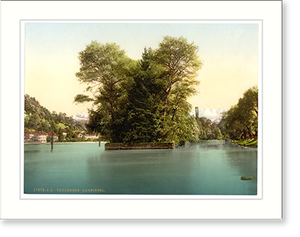 Vintage Photochrom - Thun Lake of Aare-Insel Bernese Oberland