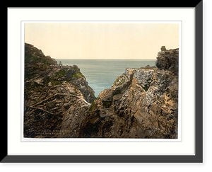 Historic Framed Print, Tintagel King Arthurs Castle from valley II Cornwall England,  17-7/8" x 21-7/8"