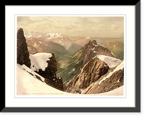 Historic Framed Print, Titlis view of the Alps Bernese Oberland Switzerland,  17-7/8" x 21-7/8"