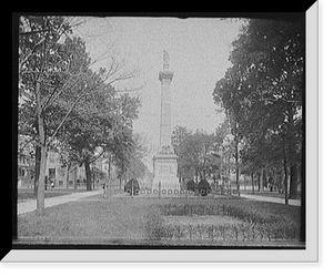 Historic Framed Print, [Pulaski Monument and Monterey Square, Savannah, Ga.],  17-7/8" x 21-7/8"