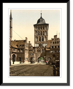 Historic Framed Print, Tower arch Lubeck Germany,  17-7/8" x 21-7/8"