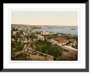 Historic Framed Print, Town and harbor from St. Dimila Beyrout Holy Land (i.e. Beirut Lebanon),  17-7/8" x 21-7/8"