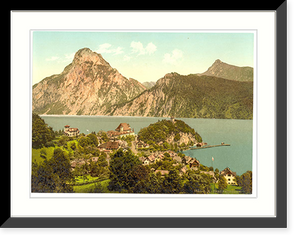 Historic Framed Print, Traunkirchen towards the Traunstein Upper Austria Austro-Hungary,  17-7/8" x 21-7/8"