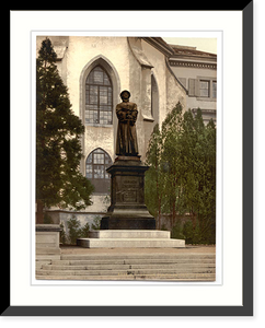 Historic Framed Print, Ulrich Zwingli Monument Zurich Switzerland,  17-7/8" x 21-7/8"