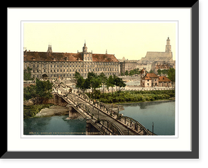 Historic Framed Print, University with bridge Breslau Silesia Germany (i.e. Wroclaw Poland),  17-7/8" x 21-7/8"