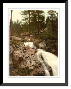 Historic Framed Print, Upper Engadine Bernina Falls near Morteratsch Grisons Switzerland,  17-7/8" x 21-7/8"