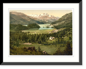 Historic Framed Print, Upper Engadine Kampfer and Silverplana II. Grisons Switzerland,  17-7/8" x 21-7/8"