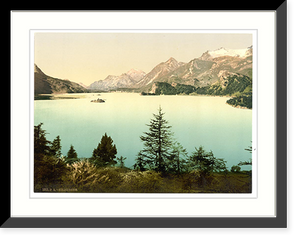 Historic Framed Print, Upper Engadine Lake Sils Grisons Switzerland,  17-7/8" x 21-7/8"