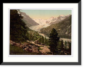 Historic Framed Print, Upper Engadine Morteratsch Glacier Grisons Switzerland,  17-7/8" x 21-7/8"