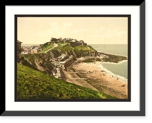 Historic Framed Print, Upper town and beach Granville France,  17-7/8" x 21-7/8"