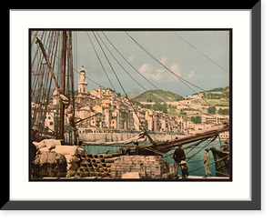 Historic Framed Print, View from the harbor Mentone Riviera,  17-7/8" x 21-7/8"
