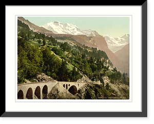 Historic Framed Print, Wengern Alp Station railway Bernese Oberland Switzerland,  17-7/8" x 21-7/8"