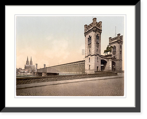 Historic Framed Print, Eisenbahn Bridge Cologne the Rhine Germany,  17-7/8" x 21-7/8"