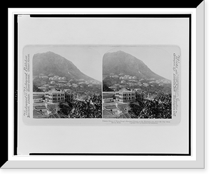 Historic Framed Print, Palatial homes of Hong Kongs Merchant Princes on the mountain side above the city - from Bowen Road,  17-7/8" x 21-7/8"