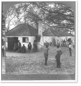 Historic Stereoview - Savannah - Cabins where slaves were raised