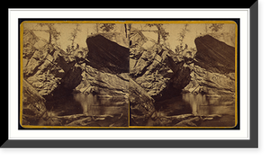 Historic Framed Print, Beautiful scenery above the Twin Lakes-the natural bridge and the fishermen,  17-7/8" x 21-7/8"