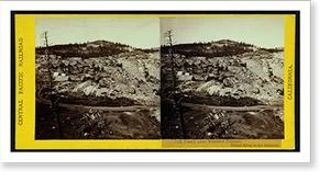 Vintage Stereoview - Camp near Summit Tunnel Mount King in the distance