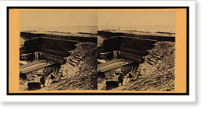 Historic Stereoview - Inside view Fort Sumter. Morris Island in distance