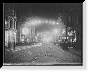 Historic Framed Print, [King Street lights at night, Charleston, S.C.],  17-7/8" x 21-7/8"